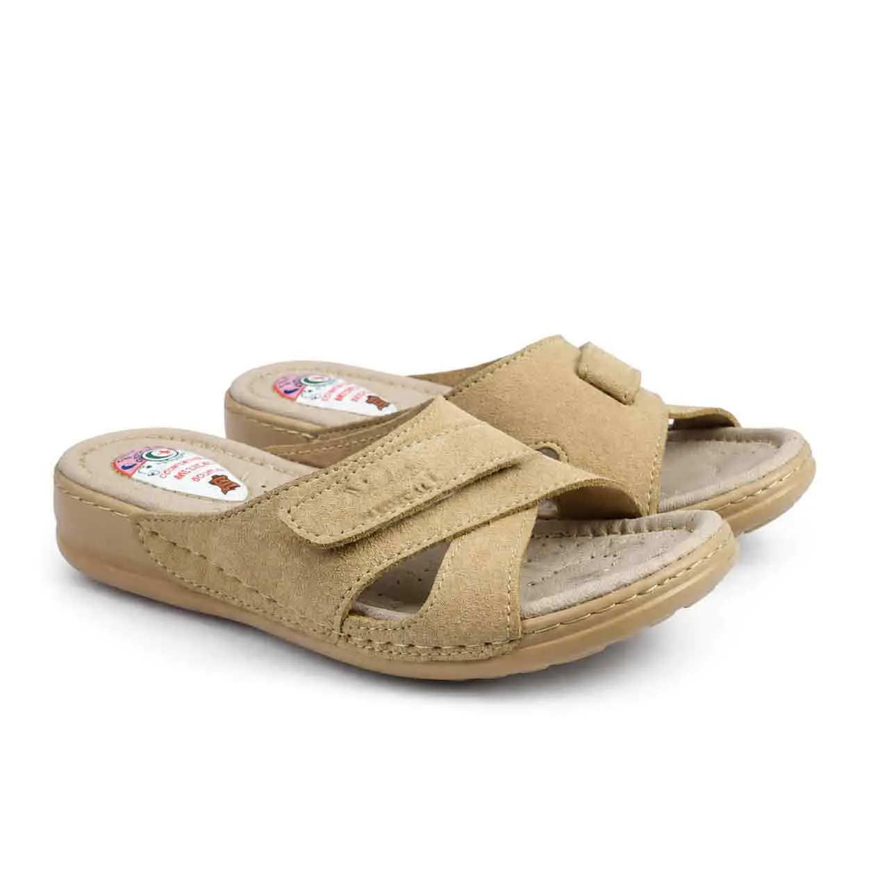 Sandale medicale Confort pour femme 500 beige daim miniature